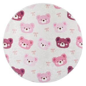 Różowo-kremowy dywan dziecięcy odpowiedni do prania ø120 cm Cute Teddies Pink – Vitaus