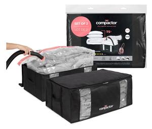 Tekstylne pojemniki do przechowywania ubrań zestaw 2 szt. próżniowe/usztywniane 65x45x27 cm Black Edition – Compactor