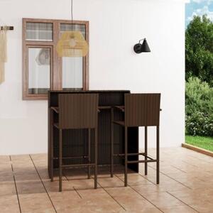 Zestaw Mebli Ogrodowych Komplet Barowy 3-Częściowy Brązowy Rattan Na Taras Balkon Ogród