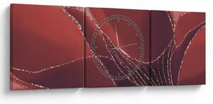 Obraz - Czerwony abstrakcyjny kwiat N⁰2 (z zegarem) (90x30 cm)