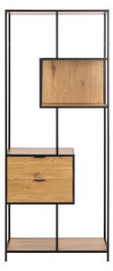 Czarny regał w dekorze dębu 77x185x35 cm Seaford – Actona