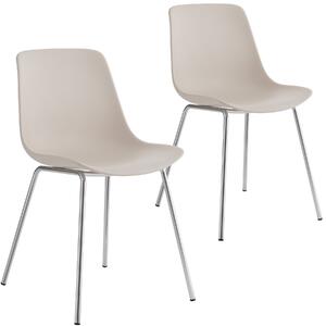 TecTake GmbH 405432 krzesła plastikowe mave, ergonomiczne, 120 kg - taupe/chrom, zestaw 2 sztuk