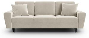 Beżowa aksamitna rozkładana sofa ze schowkiem 235 cm Kyoto – Cosmopolitan Design