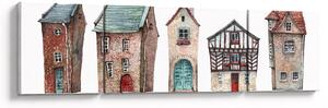 Obraz - Domy akwarelowe (170x50 cm)