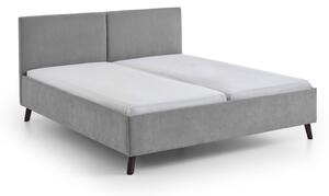 Szare tapicerowane łóżko dwuosobowe ze stelażem 160x200 cm Piano – Meise Möbel
