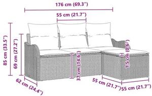 Zestaw Mebli Ogrodowych Komplet Wypoczynkowy Z Poduszkami 4-Częściowy Beżowy Rattan Na Taras Balkon Ogród