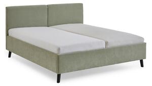 Jasnozielone tapicerowane łóżko dwuosobowe ze stelażem 160x200 cm Piano – Meise Möbel