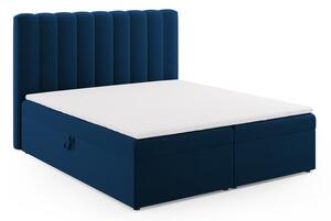 Ciemnoniebieskie łóżko boxspring ze schowkiem 180x200 cm Gina – Milo Casa