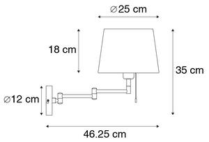 Kinkiet / Lampa scienna brąz z białym kloszem i regulowanym ramieniem - Ladas Deluxe Oswietlenie wewnetrzne