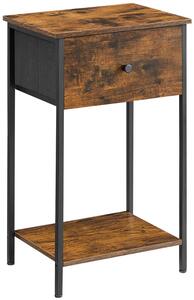 Wąska szafka nocna loft z szufladą rustykalny brąz - Risix