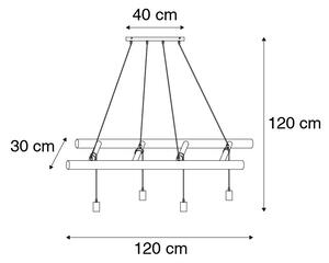 Wiejska lampa wisząca drewniana 4-punktowa - Scala Oswietlenie wewnetrzne