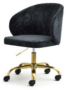 Kubełkowy fotel biurowy sensi move czarny z weluru na mobilnej złotej nodze