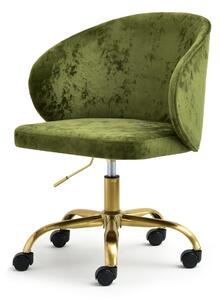 Tapicerowany fotel biurowy sensi move zielony z regulacją na metalowej złotej nodze