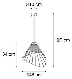 Wiejska lampa wisząca czarna 48 cm z rattanem - Treccia Oswietlenie wewnetrzne