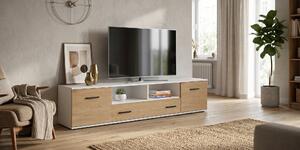 Szafka RTV 3S Natura 200 cm Biała Dąb Cremona Torro