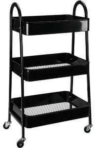 Storage Solutions Metalowy wózek kuchenny 3 półki 44 x 31,5 x 79,5 cm, czarny