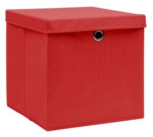 Pudełka z pokrywami, 10 szt., 28x28x28 cm, czerwone