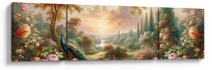 Obraz - Pawie w ogrodzie (170x50 cm)