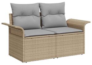 Sofa ogrodowa z poduszką beżowy 141 x 62 x 69cm polirattan