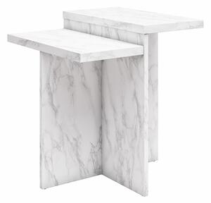 Biały stolik w dekorze marmuru 56x56 cm Brielle – CosmoLiving by Cosmopolitan