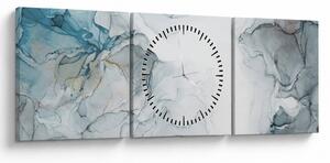 Obraz - Niebieski marmur (z zegarem) (90x30 cm)