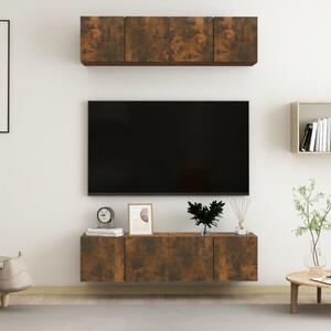 Ścienne szafki TV, 4 szt., przydymiony dąb, 60x30x30 cm