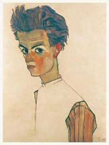 Reprodukcja Man in Striped Shirt, Egon Schiele