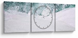 Obraz - Turkusowa abstrakcja (z zegarem) (90x30 cm)