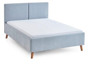 Jasnoniebieskie tapicerowane łóżko dwuosobowe ze stelażem 140x200 cm Piano – Meise Möbel
