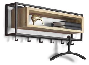 Czarny/w naturalnym kolorze metalowy wieszak ścienny z półką 78 cm School – Spinder Design