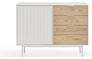 Biało-naturalna niska komoda w dekorze dębu 108x80 cm Sierra – Teulat