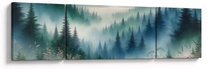 Obraz - Leśny krajobraz z mgłą (170x50 cm)