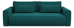 Turkusowa aksamitna rozkładana/ze schowkiem sofa 238 cm Kapua – Makamii
