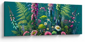 Obraz - Kwiaty łąkowe (z zegarem) (90x30 cm)