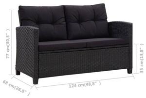 Zestaw Mebli Ogrodowych Komplet Wypoczynkowy Z Poduszkami 3-Częściowy Czarny Rattan Na Taras Balkon Ogród