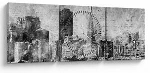Obraz - Miasto sztuki kawowej (z zegarem) (90x30 cm)