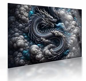 Obraz na szkle – Smok w dymie (70x50 cm)