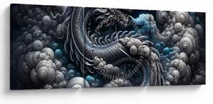 Obraz – Smok w dymie (z zegarem) (90x30 cm)