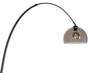Luk Nowoczesna lampa łukowa czarna z dymionym szkłem - Arc Oswietlenie wewnetrzne