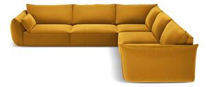 Musztardowy aksamitny narożnik Vanda – Mazzini Sofas