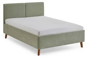 Jasnozielone tapicerowane łóżko dwuosobowe ze stelażem 140x200 cm Piano – Meise Möbel