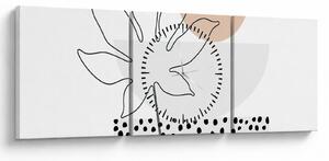 Obraz - Line art flowers N⁰3 (z zegarem) (90x30 cm)