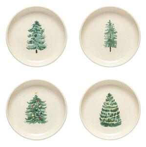 Kremowe kamionkowe talerze zestaw 4 szt. ze świątecznym motywem deserowe ø 16 cm Pacifica Christmas Tree – Casafina