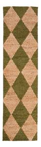 Zielono-naturalny chodnik z mieszanki juty tkany ręcznie 80x230 cm Effie Diamond – Flair Rugs