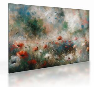 Obraz na szkle – Abstrakcja pola z makami (70x50 cm)