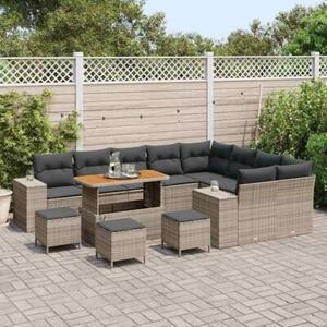 Zestaw Mebli Ogrodowych Komplet Wypoczynkowy Z Poduszkami 13-Częściowy Szary Rattan Na Taras Balkon Ogród