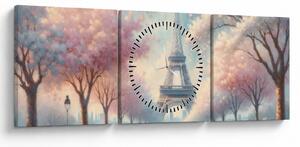 Obraz – Wiosna w Paryżu (z zegarem) (90x30 cm)