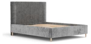 Szare tapicerowane łóżko dwuosobowe ze schowkiem ze stelażem 140x200 cm Etero – Maison de Rêve