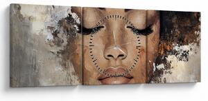 Obraz - Portret kobiety (z zegarem) (90x30 cm)