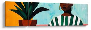 Obraz - Kobieta z kwiatem (170x50 cm)